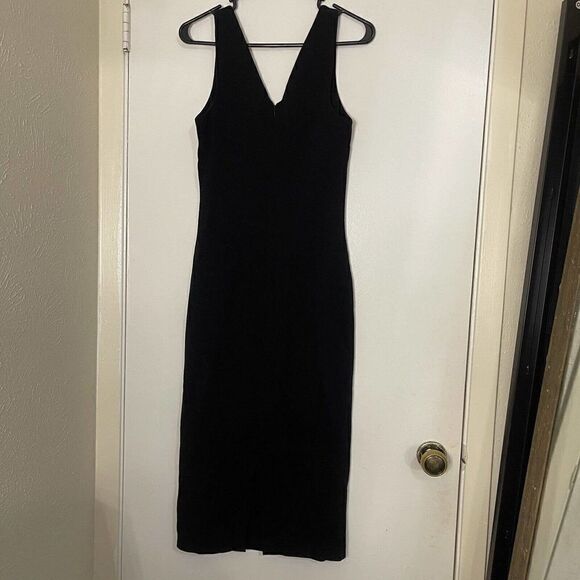 Dolce & gabbana wool black knit sleeveless vneck midi dress size US 6 - Picture 6 of 8